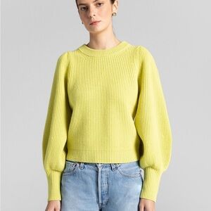 A.L.C. Eliana Crewneck Bishop-Sleeve Sweater